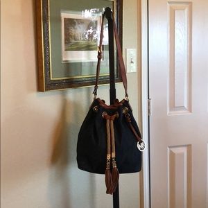 Michael Kors denim drawstring bag